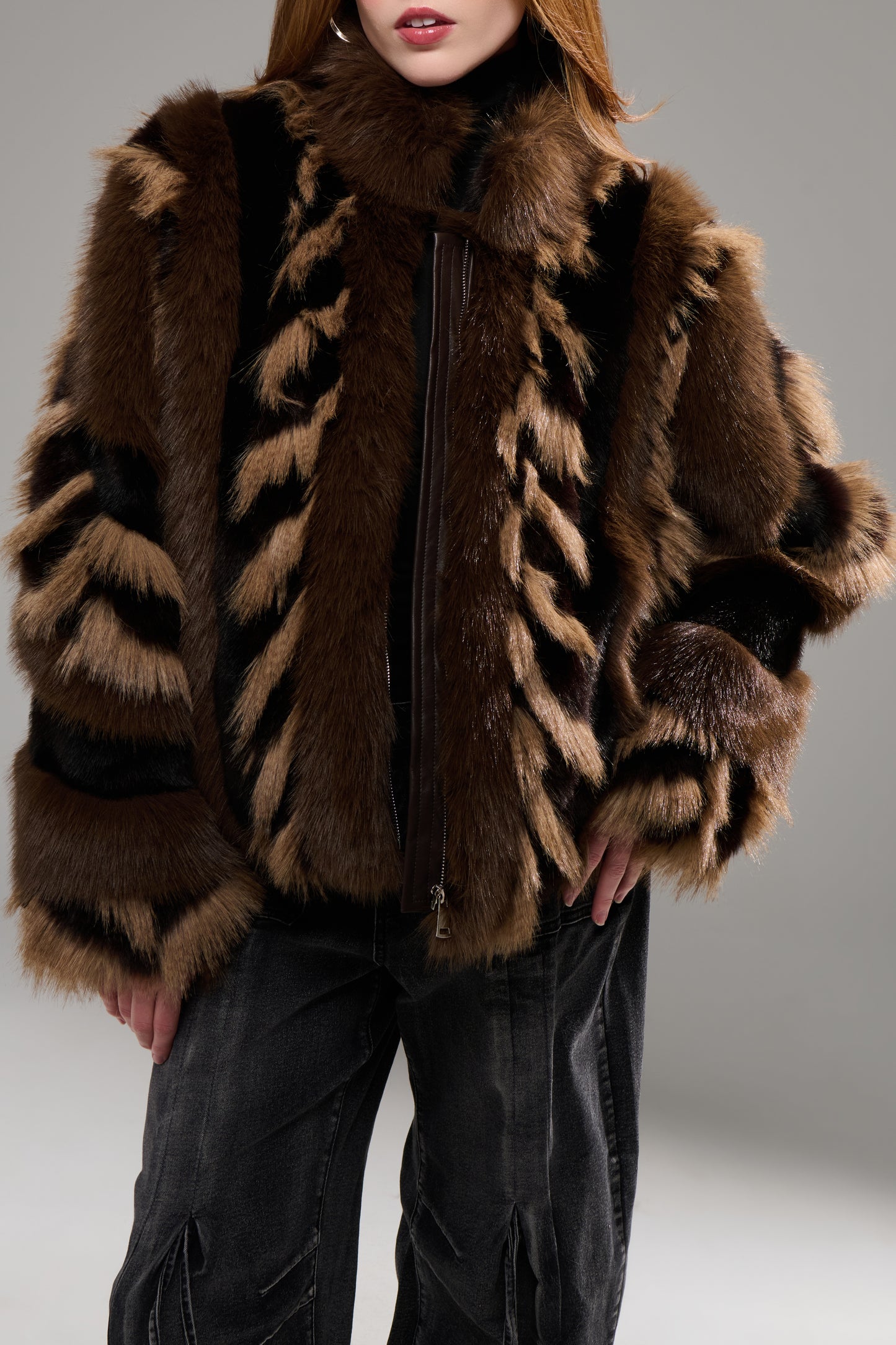 Inez Faux Fur Jacket in Chocolate - PRE ORDER