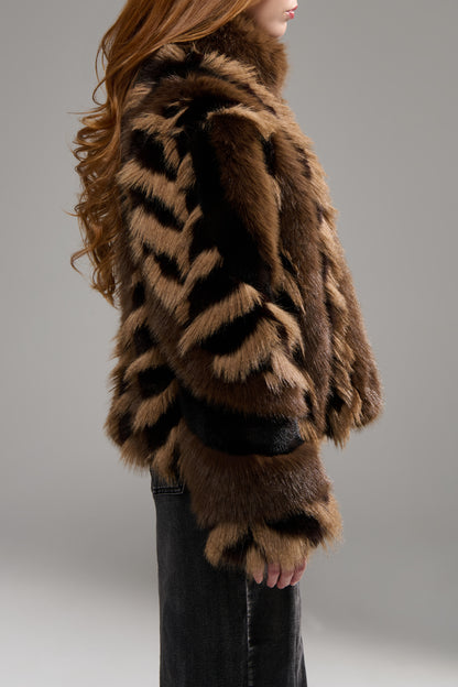 Inez Faux Fur Jacket in Chocolate - PRE ORDER