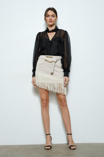 NEW!! "Smokeshow" Fringe Belted Mini Skirt