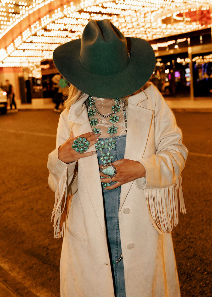 NEW!! "Sierra" Fringe Maxi Jacket in Cream