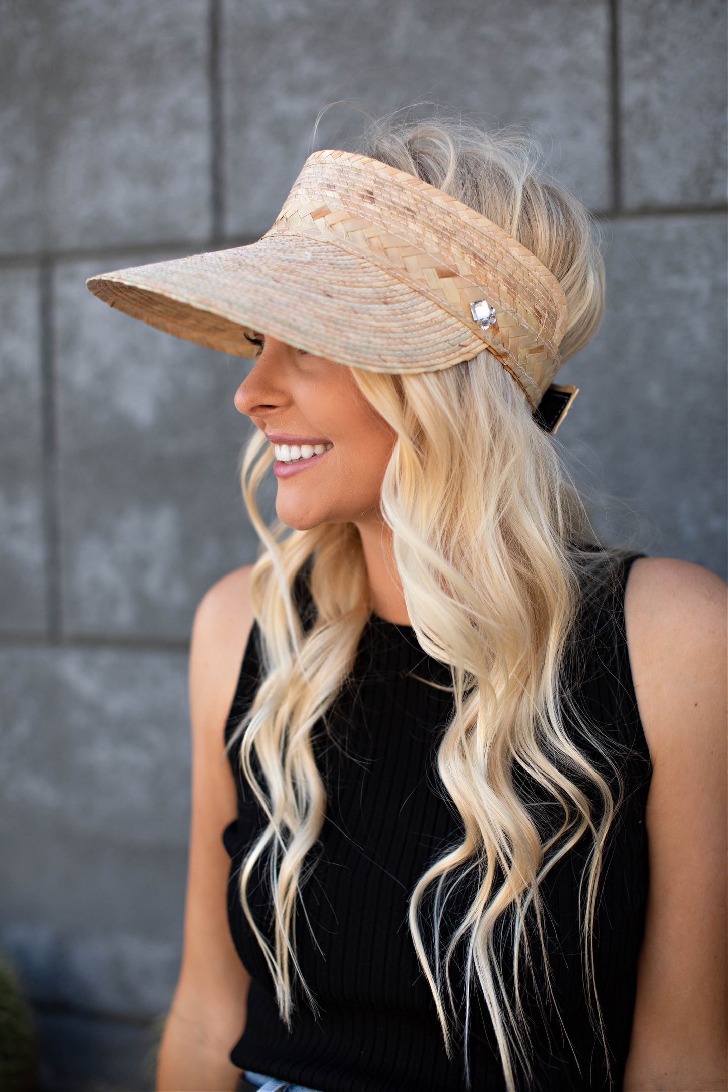 Pressed Palm Straw Visor