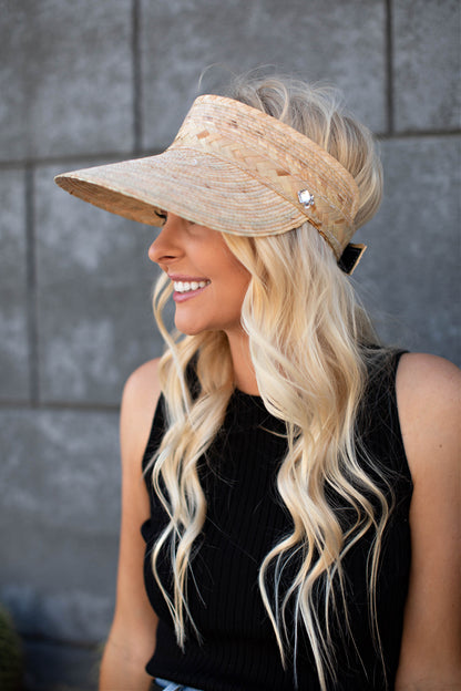 Pressed Palm Straw Visor