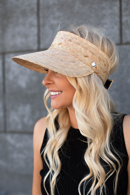 Pressed Palm Straw Visor