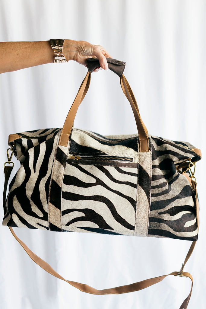 EXCLUSIVE!! Zebra Cowhide Duffel Bag