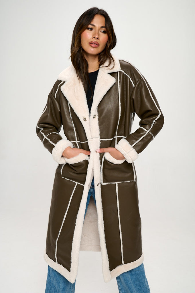 FINAL SALE!! The "Sable" Mocha and Sherpa Long Coat