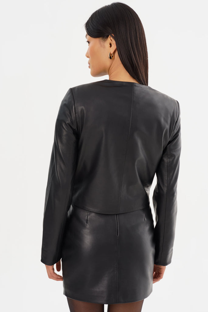 NEW!! Linette Leather Jacket in Black by LaMarque