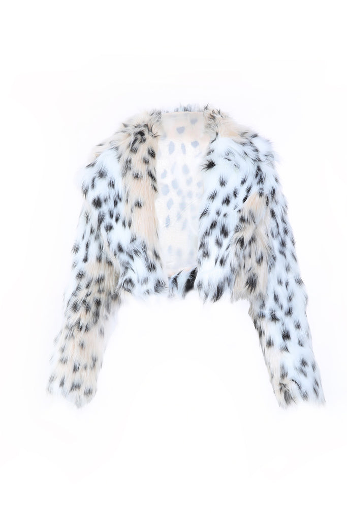 NEW!! Knock Out Cropped Faux Fur Jacket in Leopard