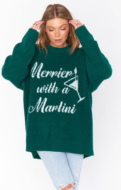 BEST SELLER!! “Merrier with a Martini" Sweater