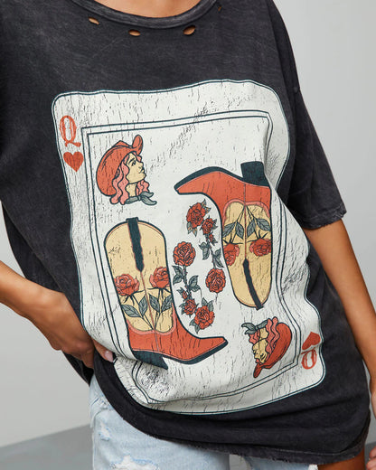 BEST SELLER!!  Poker Face Vintage Graphic Tee
