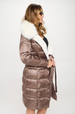 NEW!! Mocha Puffer Jacket w/ Removable Faux Fur Collar