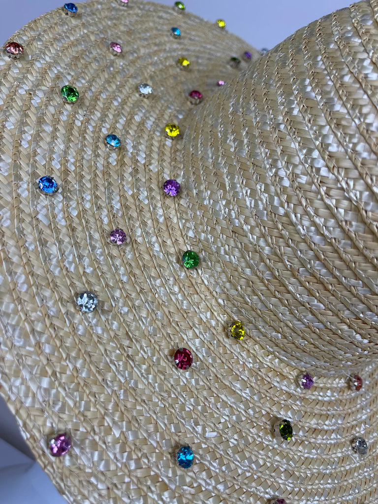 NEW!! Roma Rhinestone Straw Panama in Multi