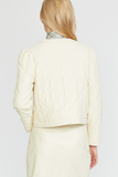 NEW!! Stellah Quilted Vegan Leather Jacket in Cream