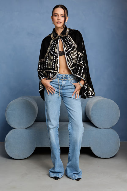 FINAL SALE!! Velvet Studded Embellished Cape