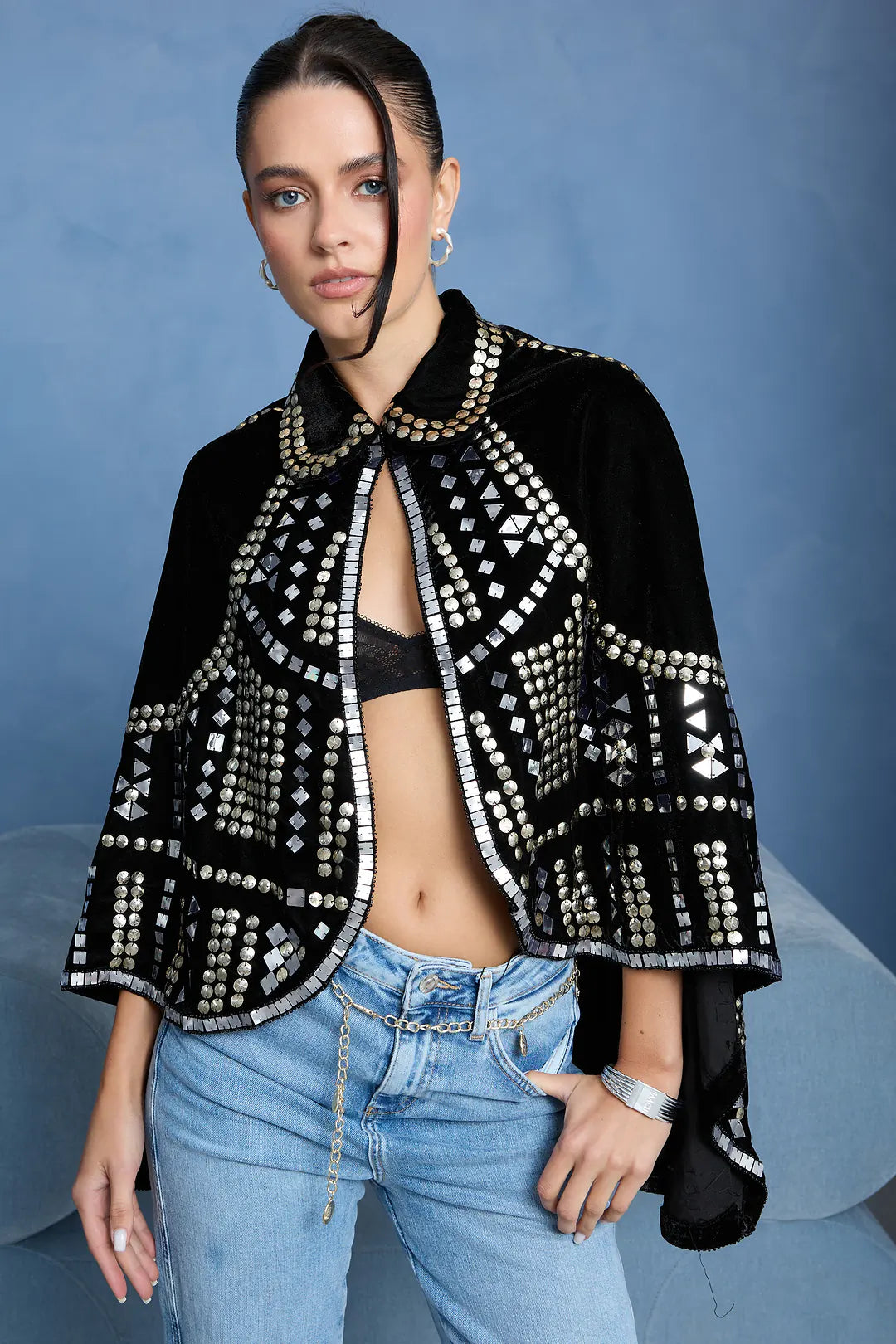 FINAL SALE!! Velvet Studded Embellished Cape