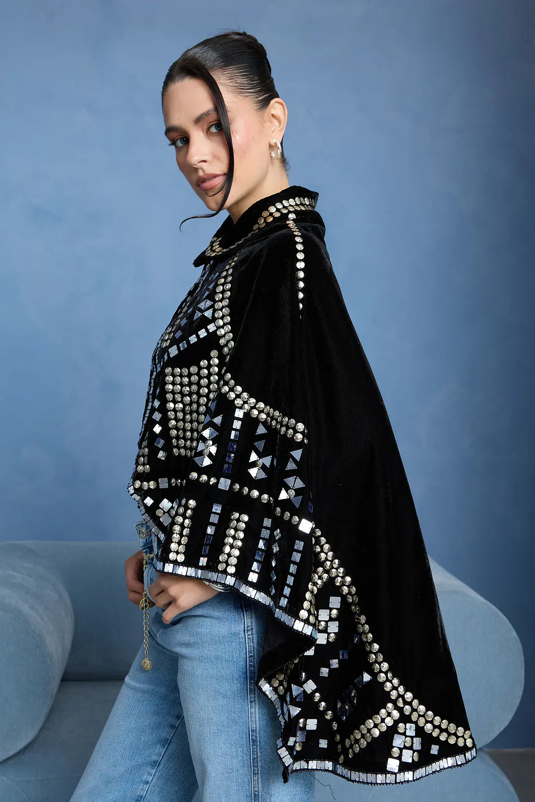 FINAL SALE!! Velvet Studded Embellished Cape