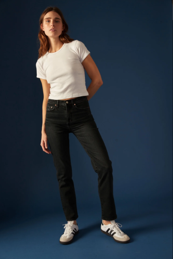 FINAL SALE Smarty Pants High Rise Slim Straight Jean Inked