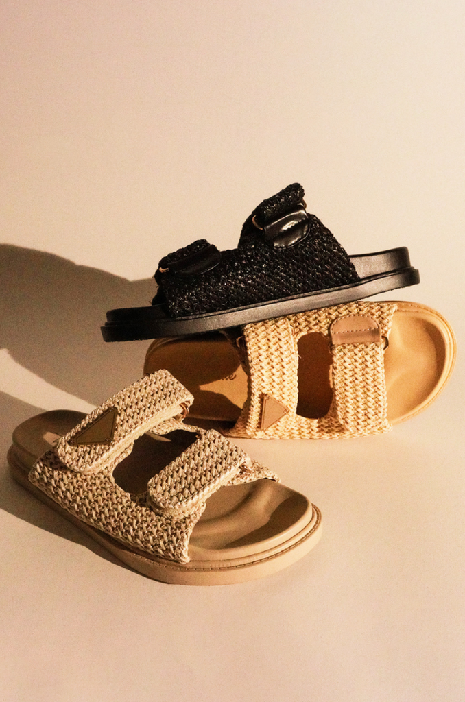 AS SEEN ON WHITNEY RIFE!! The Tuscany Raffia Slide in Natural - PREORDER