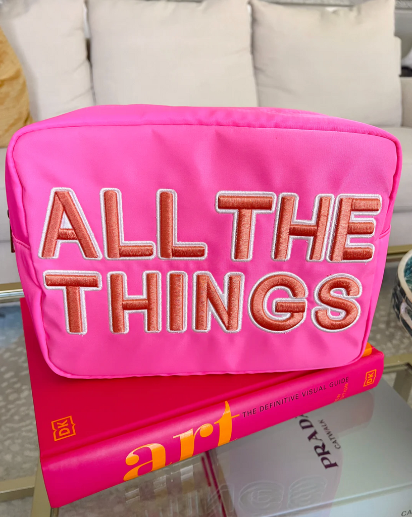 NEW!! All The Things Makeup Bag - Bright Pink