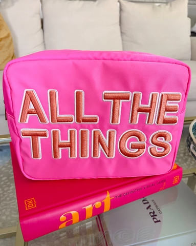 NEW!! All The Things Makeup Bag - Bright Pink