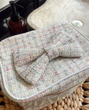 BEST SELLER!! Tweed MAKEUP Bag in White