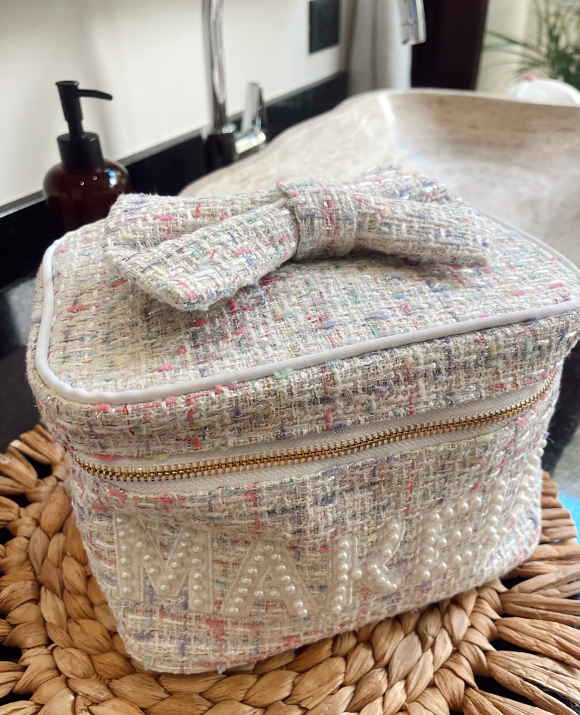 NEW!! Tweed MAKEUP Bag in White