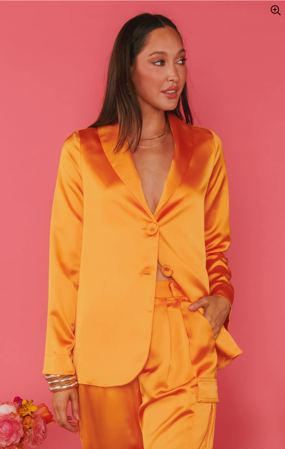 Felix Tangerine Blazer Satin