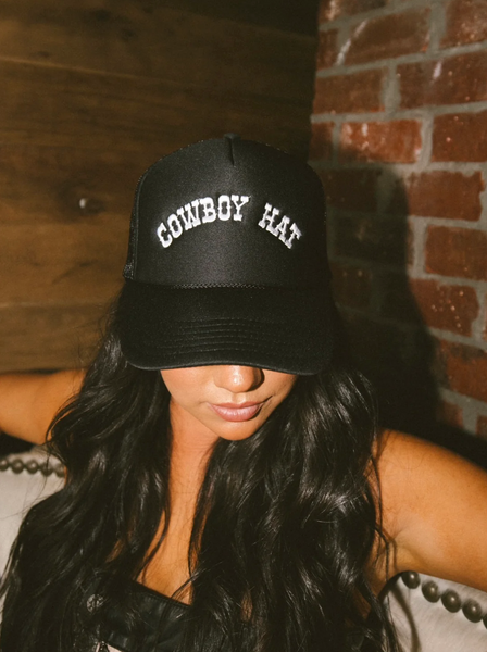 NEW!! Embroidered Cowboy Hat Trucker in Black