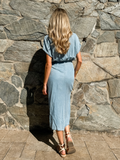 AS SEEN ON ASHLEE NICHOLS!! Infinity Rouched Denim Dress