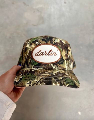 NEW!! DARLIN Patch Trucker Hat in Camo by DARLIN' Brand