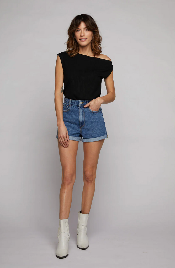 NEW!! Drop Shoulder Top in Black by Sunday Ritual