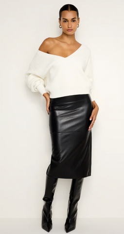 FINAL SALE!! Better Than Leather Midi Skirt in Black by Good American