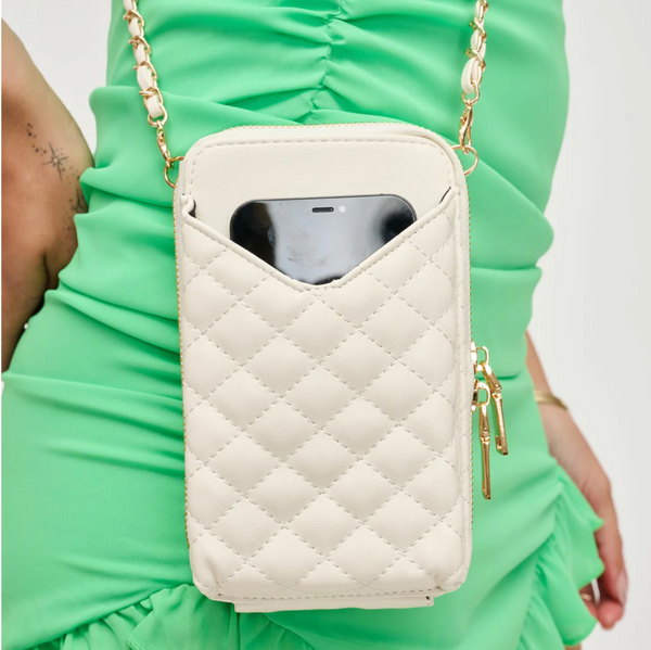 NEW!! "Lauren" Quilted Cell Phone Crossbody in Ivory Coast