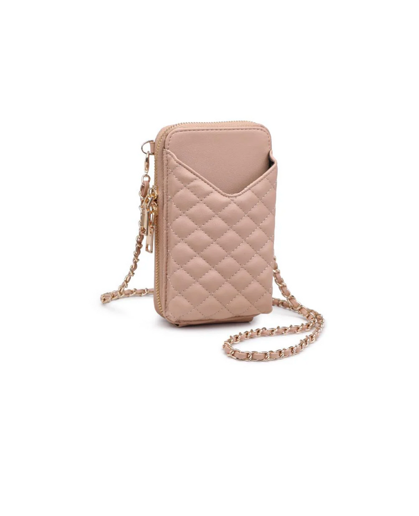 NEW!! "Lauren" Quilted Cell Phone Crossbody in Nude