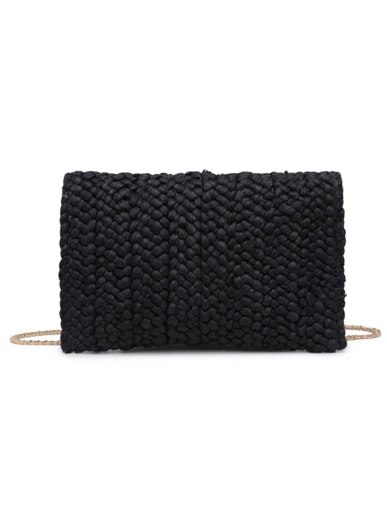 NEW!! Poolside Straw Clutch in Black