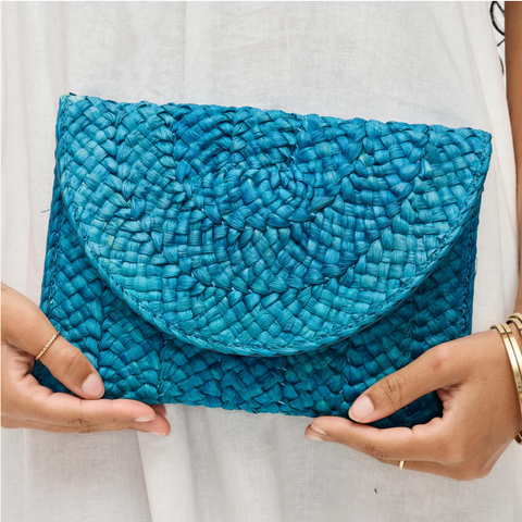 NEW!! Poolside Straw Clutch in Blue