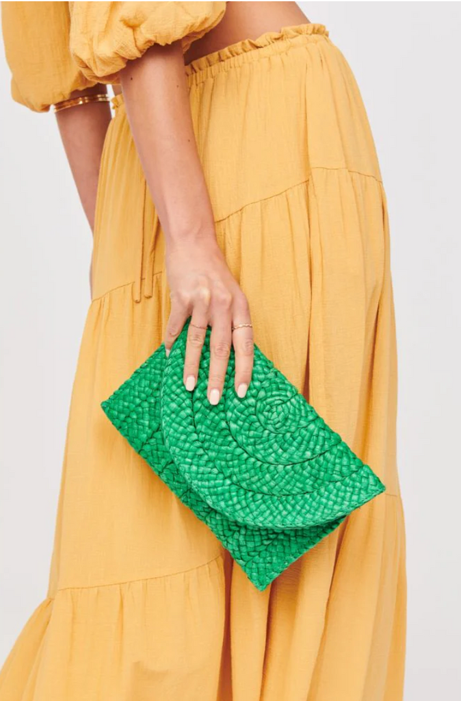 NEW!! Poolside Straw Clutch in Green