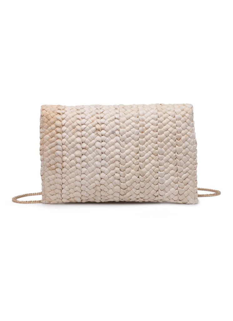 NEW!! Poolside Straw Clutch in White