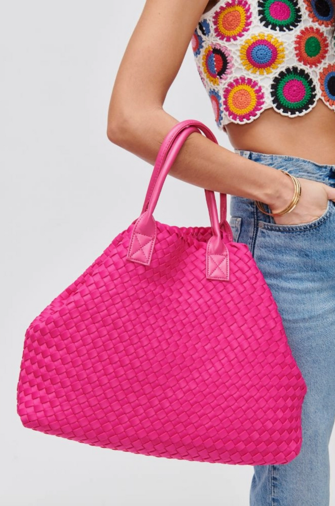 NEW!! "Island Time" Neoprene Woven Tote in Pink