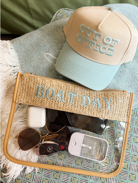 NEW!! Boat Day Woven Clear Pouch