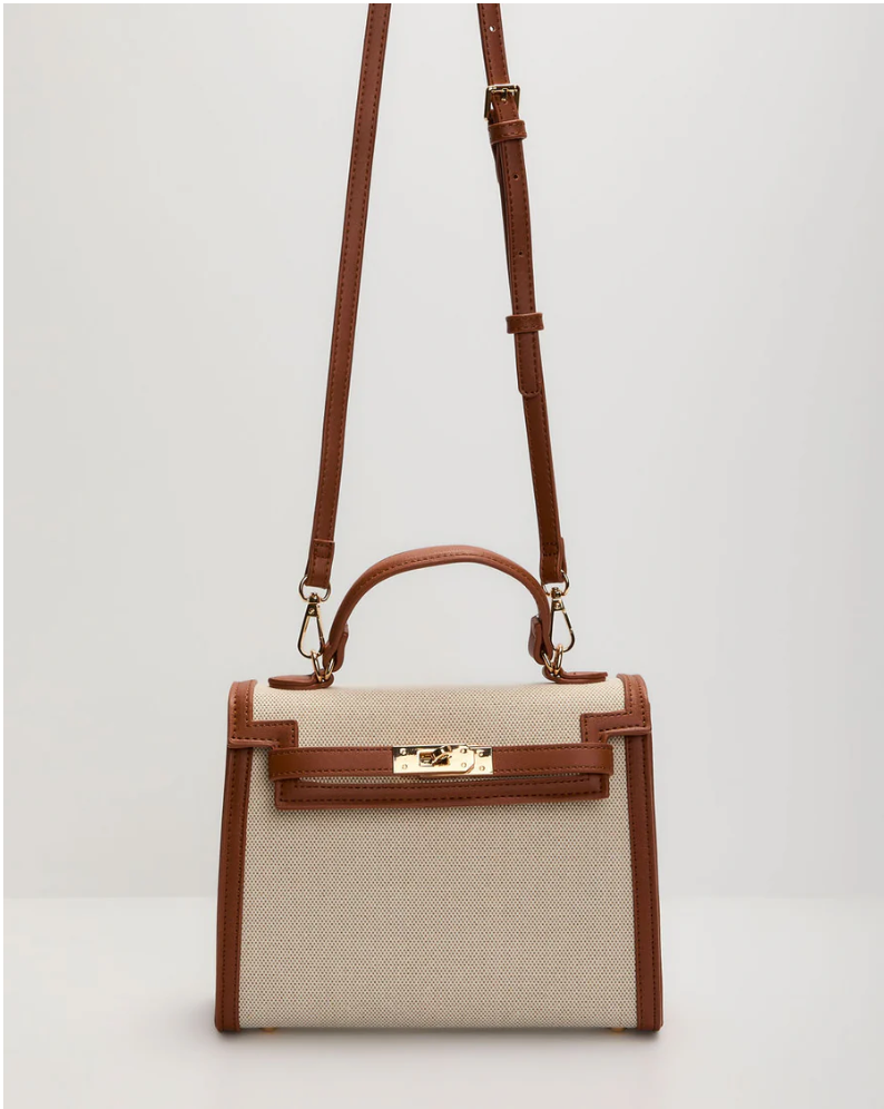 NEW!! Canvas Top Handle Bag in Brown