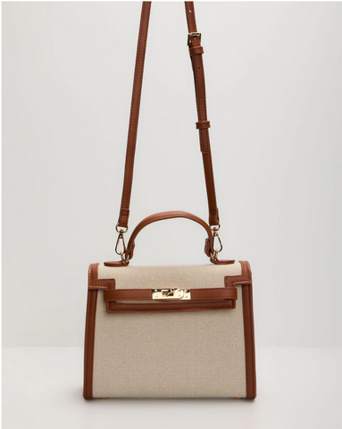 NEW!! Canvas Top Handle Bag in Brown