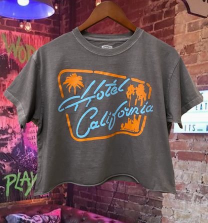 NEW!! "Hotel California" Oversized Cropped Tee