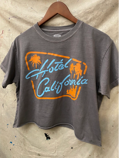 NEW!! "Hotel California" Oversized Cropped Tee