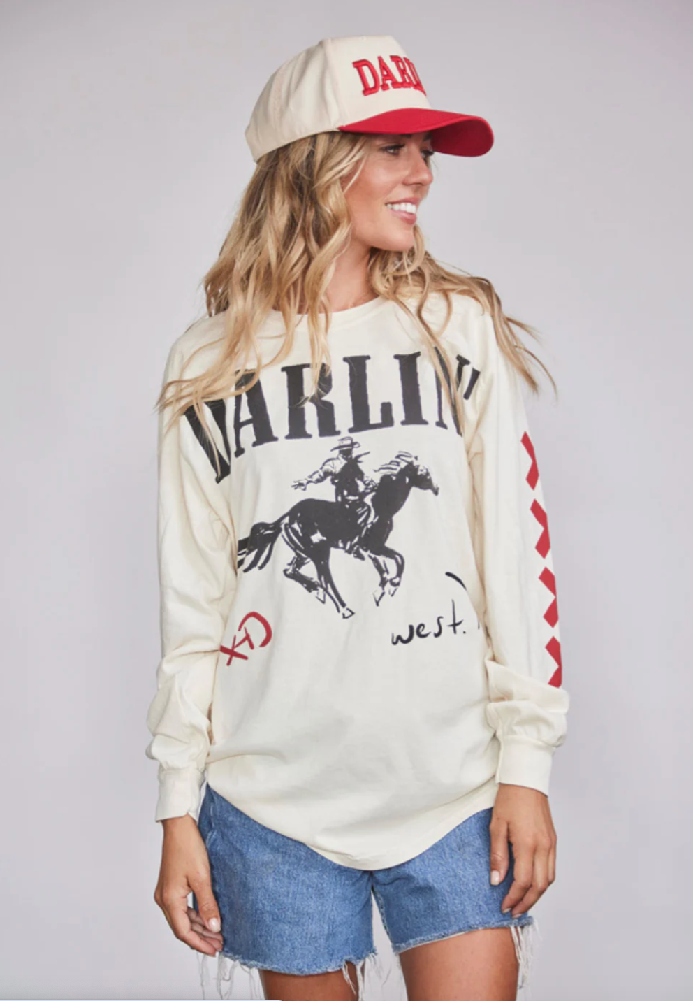 NEW!! DARLIN Trucker Hat in Cream/Red