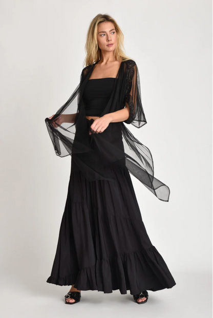 FINAL SALE!! Stellar Mesh & Beaded Shawl in Black