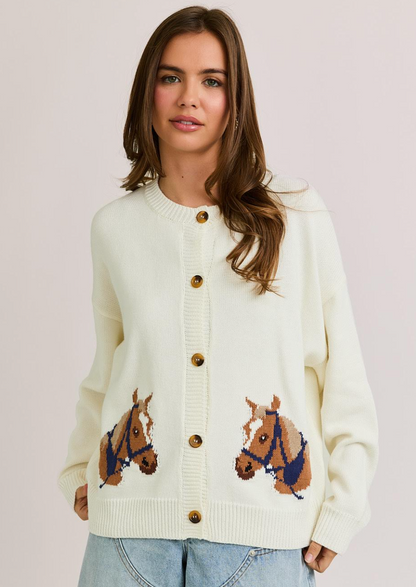 NEW!! "HORSE" Graphic Long Sleeve Cardigan