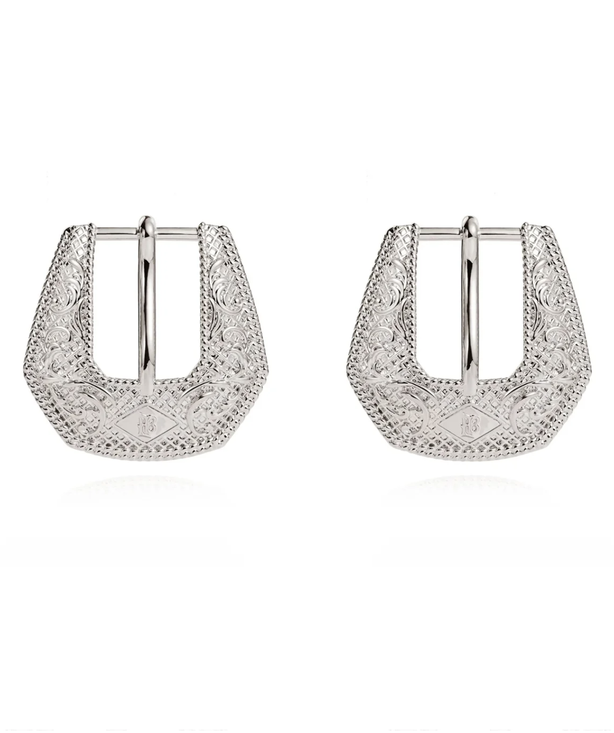 AS SEEN ON ELLA LANGLEY!! Buckle Betty Mini Earrings in Silver