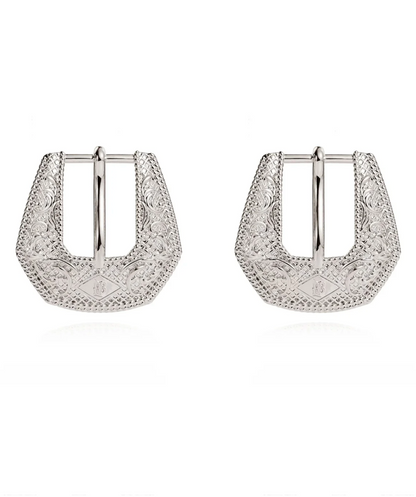 AS SEEN ON ELLA LANGLEY!! Buckle Betty Mini Earrings in Silver