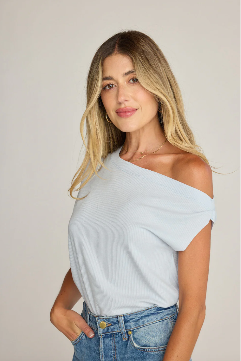NEW!! Drop Shoulder Top in Baby Blue
