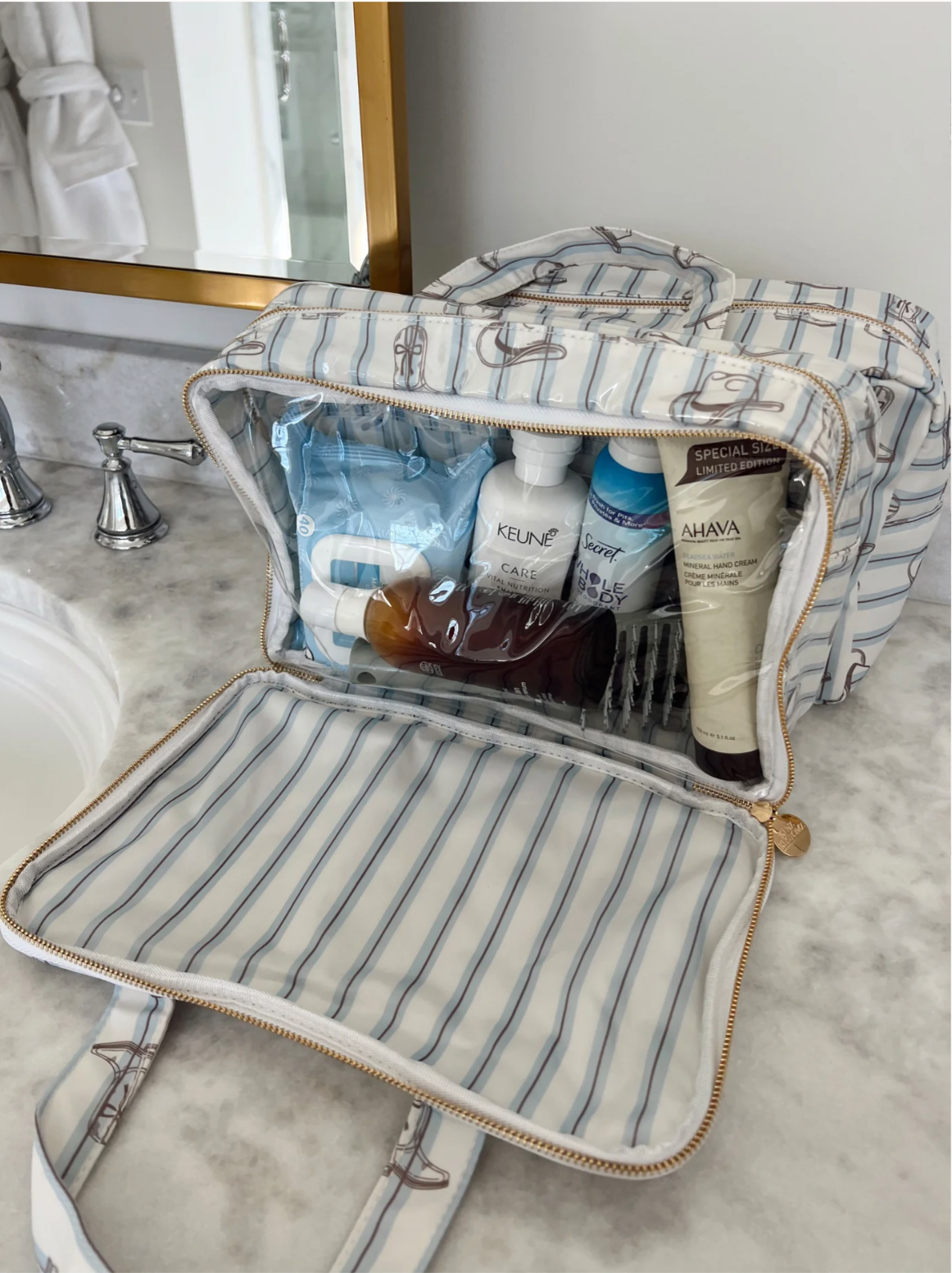 NEW!! Western Striped Clear Toiletry Case